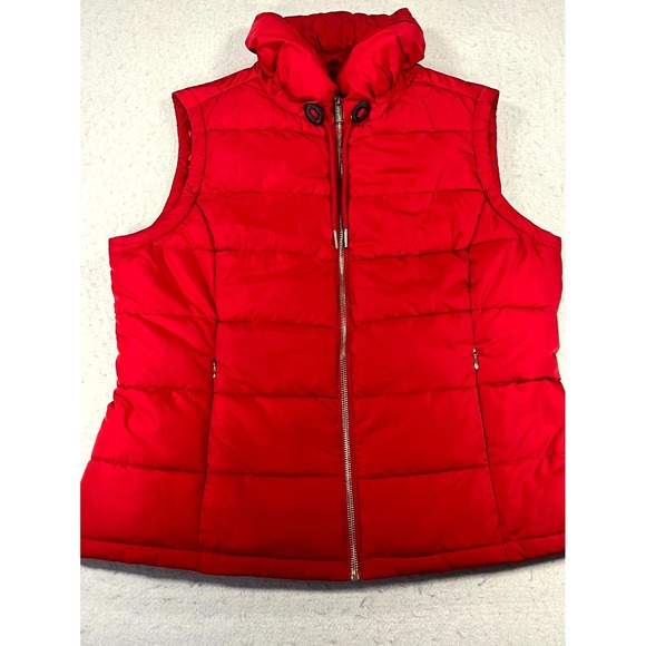 Calvin Klein Jackets & Blazers - Calvin Klein Puffer Vest Womens Large Red Quilted Full Zip Gold Tone Hardware